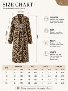 Women's Casual Leopard Print Coral Fleece Bathrobe, Thick Soft Leopard Pattern, Comfortable Winter Style, Fluffy Texture, Suitable For Warm Winter Wear - Multicolor - View 10
