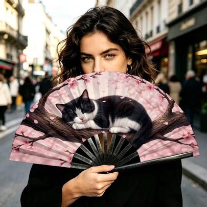 1 buah Kipas Tangan Wanita, Desain Pola Vintage, Gaya Retro Warna Cerah, Ringan & Portabel, Cocok untuk Penggunaan Sehari-hari, Aktivitas Luar Ruangan dan Acara Pesta, Pilihan Aksesori Fashion yang Ideal