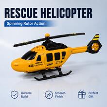 Kids Rescue Helicopter And Pull Back Tow Truck Toy Set, Manual Spinning Rotor Aircraft With Movable Crane Boom, Construction Rescue Vehicle Playset For Boys And Girls Ages 3+ - Rescue Truck + Helicopter - View 4