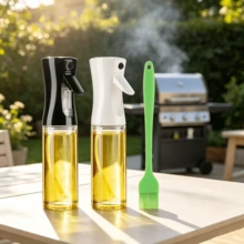 2Pcs 200ml Glass Cooking Oil Sprayer, Refillable Fine‑Mist Oil Spray Bottle Dispenser, Kitchen Accessory For Air Fryer, BBQ, Grilling, Salad, Baking Use - View 1