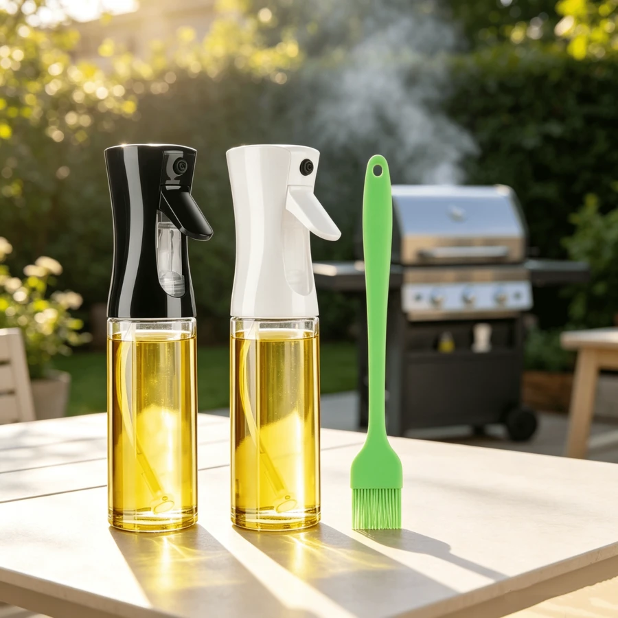 2Pcs 200ml Glass Cooking Oil Sprayer, Refillable Fine‑Mist Oil Spray Bottle Dispenser, Kitchen Accessory For Air Fryer, BBQ, Grilling, Salad, Baking Use - View 1