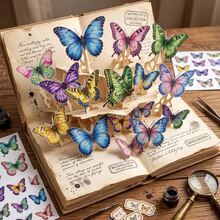 Cute Rainbow Watercolor Butterfly Sticker Pack 50Pcs, Waterproof Pastel Bug Vinyl Stickers For Back To School Journal, Notebook & DIY Craft Projects, PET Transparent Stickers - Multicolor - View 3