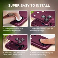 CASECOPS 1PC Camera Lens Protector Compatible With Iphone 18 Pro Max/18 Pro, Not Fragile, Strong Adsorption, Suitable For Phone Cases, Metal Tempered Glass Rear Camera Screen Protector, Orange - Deep Cherry Red - View 8