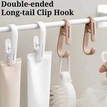 3 Pcs Double Ended Long Tail Clip Hook Multifunctional Hanging Clips Space Saving Home Storage Organizer For Bathroom Kitchen Rod Towel Cosmetic Tube Sundries Hanger Rack Wall Mount - View 2