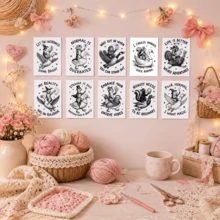 10 buah Stiker Perekat Diri Kutipan Hewan Lucu Hitam Putih, Desain Burung & Tupai Gambar Tangan Retro, Label Dekoratif untuk Jurnal, Buku Catatan, Hadiah & Scrapbooking - 10Pcs - View 5