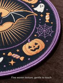 6pcs Halloween & Thanksgiving Round Placemats, Autumn Pumpkin Maple Leaf Turkey Squirrel Print Table Mats, Holiday Atmosphere Decorative Table Pads - Multicolor - View 10