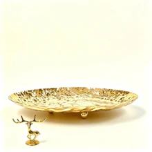 WAXJJDW Gold Textured Vanity Storage Tray With Free Deer Figurine,Key & Cosmetic Jewelry Organizer,Christmas Home Decor Gift - Hammered Storage Tray + Deer - View 13