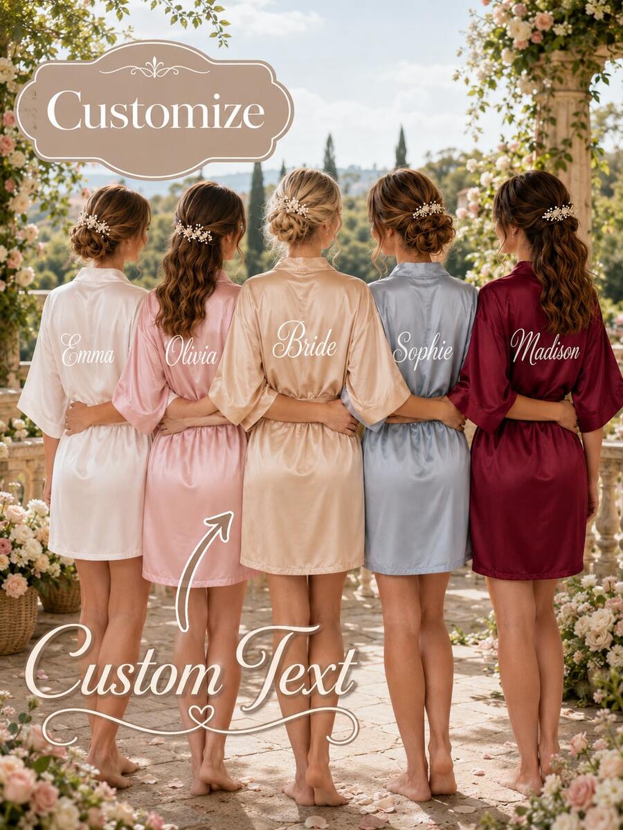 Customized Satin Bridal Robe, Half Sleeve Design, Customized Bridesmaid Bridal Robe,Customized Bridal Robe, Bridesmaid Prep Robe,Size-M/L/XL/XXL