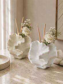Ins Style Lotus Leaf Pattern Reed Diffuser Vase, 3D Wavy Texture Glossy Finish, Suitable For Aroma Sticks & Dried Flowers, Create Cozy Home Fragrance Corner - Ins-style Aesthetic Aroma Diffuser Bottle - View 5