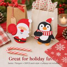 1/50/100PCS Christmas Lollipop Cards, Santa Claus Or Penguin Shaped Candy Holder Paper Cards, DIY Christmas Candy Packaging Cards, Suitable For Lollipops, Candies, Holiday Party Favors And Christmas Gift Decorations, Lollipops Not Included - Multicolor - View 2