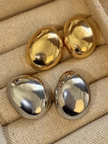 1 par de pendientes de aro metálicos exagerados para mujer, diseño único - Dorado - Ver 6