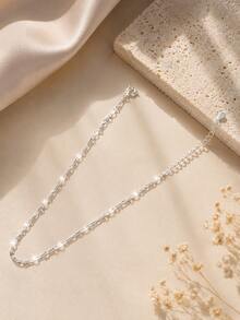 1pc 925 Sterling Silver Fine Figaro Chain Anklet Bracelet, Adjustable Chain Bracelet, Elegant Jewelry Gift Suitable For Women And Girls - Anklets - View 5