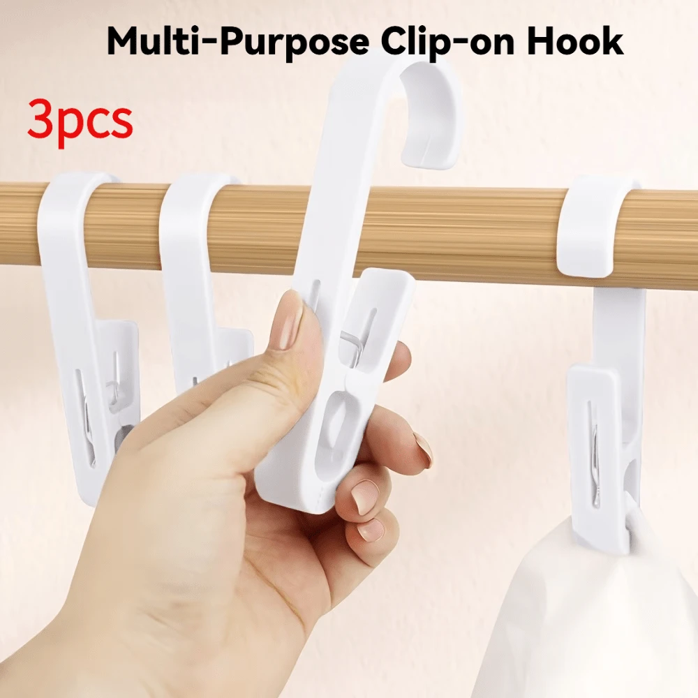 3 Pcs Double Ended Long Tail Clip Hook Multifunctional Hanging Clips Space Saving Home Storage Organizer For Bathroom Kitchen Rod Towel Cosmetic Tube Sundries Hanger Rack Wall Mount - View 1