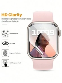 4pcs Transparent Hydrogel Screen Protector Film Anti-Scratch Soft Film Suitable For 38/40/41/42/44/45/49/46mm Ultra/SE/8/7/6/5/4/3/2/1/11/10 Men Women Daily Watch Protection Essential Accessory - Clear - View 4