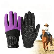 1 par de guantes de equitación profesionales de alta calidad unisex, antideslizantes y transpirables, adecuados para entrenamiento y competición, diseño táctil, equipo de equitación duradero, guantes de golf de alto agarre, adecuados para todas las estaciones, equipo de equitación profesional diario, diseño de malla transpirable, adecuados para uso prolongado sin sudar - Ver 3