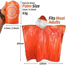 Emergency Rain Poncho, Lightweight Waterproof Hooded Survival Blanket Poncho, Suitable For Camping, Hiking, Outdoor Travel - Multicolor - View 4