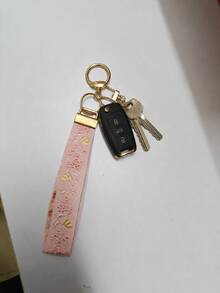 Fashion Polyester Fabric Heat Transfer Fabric Strap Keychain Bag Charm,Handbag Charms - Pink - View 6