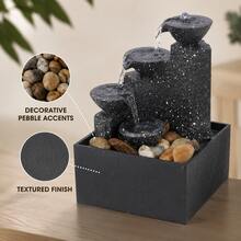 Indoor Tabletop Water Fountain, Cascading Water Feature With Asian-Inspired Design And Decorative Pebble Accents For Office Desk, Living Room, Bedroom, Entryway, Housewarming And Holiday Gift - Grey Spray - View 5