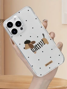 1pc Transparent Polka Dot Sausage Dog Personalized Minimalist Anti-Drop Soft TPU Fashion Phone Case Full Coverage Anti-Fouling Protective Shell Compatible With Apple 18 17 16 15 14 13 12 11 Pro Max Air And Series - Multicolor - View 3