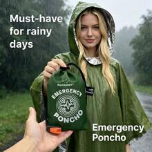 Emergency Rain Poncho, Lightweight Waterproof Hooded Survival Blanket Poncho, Suitable For Camping, Hiking, Outdoor Travel - Multicolor - View 2