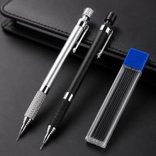 14pcs Automatic Pencil Set, Includes 2 Black And White Automatic Pencils, 1 Tube Of 12 Replacement Leads, 0.5mm/0.7mm Thick, Embossed Handle, Smooth Writing And Drawing Stationery Tool - Sets - View 6