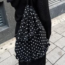 Women's Ruffle Polka Dot Drawstring Backpack, Large Capacity Lightweight Casual Bag for School, Travel & Daily Use - 黒 - チェックする 11