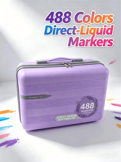 Guangna 488/408/360/366/288/240 Colors Soft Tip Acrylic Paint Markers, Painting Art Supplies Felt Stationery Set, Free Ink Flow System, Rich Colors, Clear Coloring Pages, Layerable Colors, Strong Coverage, Soft And Flexible Tips, Elasticity, Free Drawing Of Various Thicknesses, Perfect For Mystery Coloring, Back To School Gifts, Canvas Shoes, T-Shirt Design And Other Smooth Surface Color Decoration