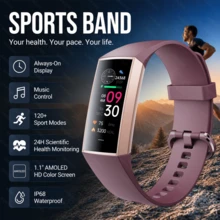 GAWSUG Smart Watch, 1.1" AMOLED Always-On Display With Body Temperature & Blood Pressure Monitor, For Fitness Workout & Daily Life, For Men Women, IP68 Waterproof Activity Tracker Compatible With Android IOS, Message Reminder Perfect Family Gift - Multicolor - View 16