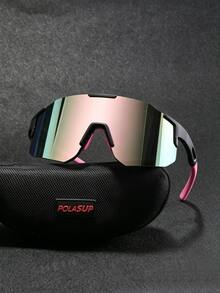 Men's Y2K Futuristic Oversized Frame Windproof Cycling Goggles Mountaineering Sports Iridescent Fashion Glasses - Black - View 2