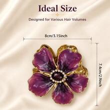 1pc Vintage Purple Flower Rhinestone Hair Clip, Elegant French Style Hair Accessory For Women, Sweet Elegant For Banquet, Date, Wedding And Daily Styling - Multicolor - View 2