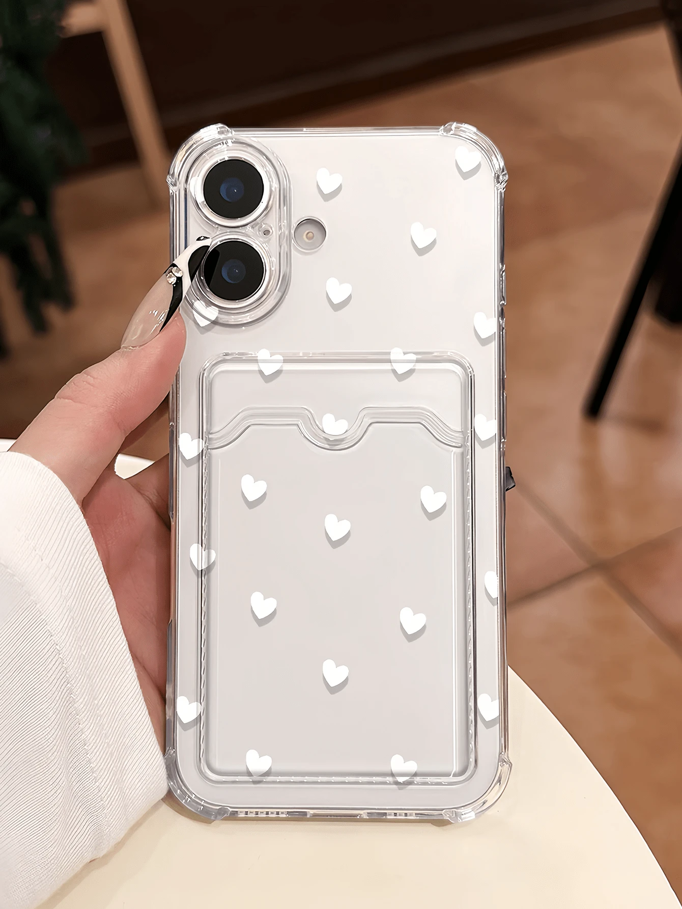 1pc Card Holder Transparent Personalized Minimalist Anti-Drop Soft TPU Fashion Phone Case Full Coverage Anti-Fouling Protective Shell Compatible With Apple 18 17 16 15 14 13 12 11 Pro Max Air - Multicolor - View 1