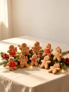 1 Set (8pcs) Cute Gingerbread Man Christmas Pendants, Xmas Tree Hanging Ornaments For Winter Holiday Decor - One Size - View 3