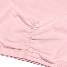 Women's Solid Color 2 Pieces Shorts Set, Long Sleeve Ruched Square Neck Cropped Top, Dating And Vacation Elegant Pink - Pink - View 9