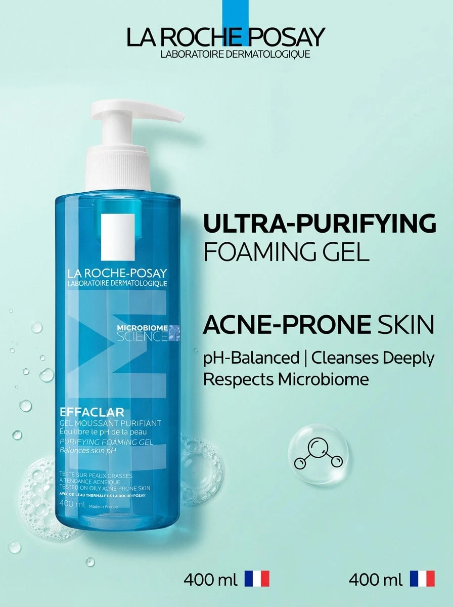 La Roche-Posay Effaclar Purifying Cleansing Gel 400 Ml – Facial Cleanser, Oil Control, For Oily Skin, Thermal Spring Water, Suitable For Morning And Night Skincare - Multicolor - View 1
