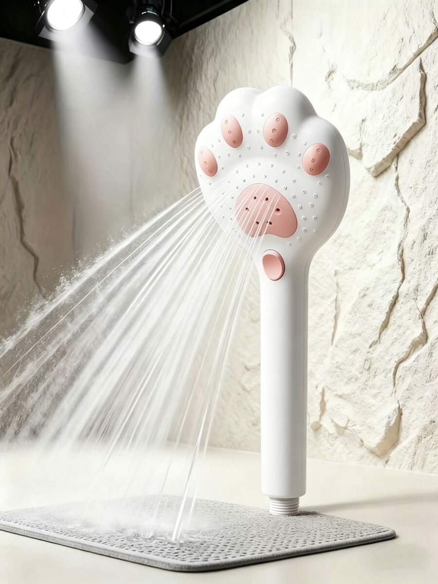 1 PC Adjustable Handheld Shower Paw Design,Wall-Mounted Shower, Large Water Flow Shower Head , Suitable For Bathroom, Wall Installation And Hanging, Made Of Plastic Material,For Refreshing Bathing Experience, Ideal For Holiday Gifts - Multicolor - View 1