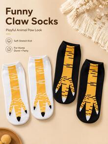 Novel Chicken Leg Socks With Fun Animal Paw Print 3D Printed Socks. A Great Choice For Funny Gifts And Gift Exchange, Especially For Holiday Parties And Oddity Socks Day. One Size Fits All, Unisex. - Multicolor - View 3