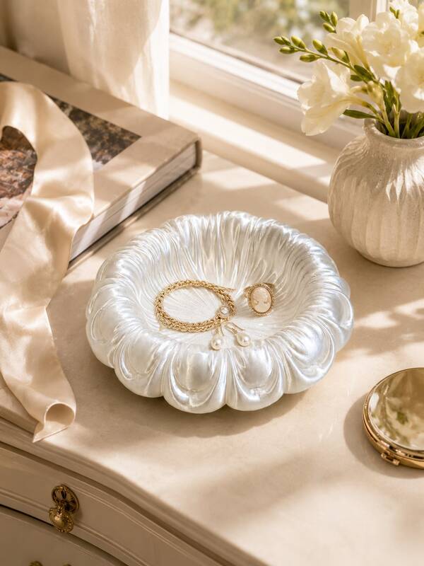 1pc Elegant Vanity Jewelry Tray, Luxury Decorative Storage Box, Suitable For Rings, Earrings, Necklaces, Fashion Home Decor Gift, Suitable For Women And Girls, Jewelry Tray/Vanity/Storage Box