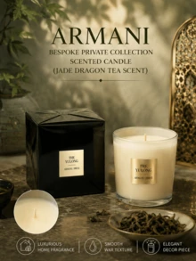 Giorgio Armani Armani Private Collection Scented Candle, Jade Dragon Tea Scent, Home Fragrance, Exquisite Decor, Luxury Fragrance, Elegant Details, Perfect For Gifting, Clean Burn, Coffee Table Decor, Study Ambience - Jade Dragon Tea Aroma - View 2