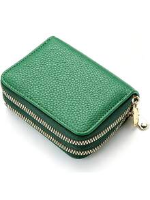 Women Double‑Layer PU Leather Zipper Card Holder, Large Capacity ID & Driver License Purse, Multi‑Slots Portable Card Wallet - Multicolor - View 8