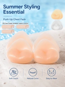 1 Pair Of Soft Silicone Breast Pads (30 Nipple Covers Included), Skin-Friendly And Comfortable, Suitable For Wearing With Exposed Skin. - Multicolor - View 1