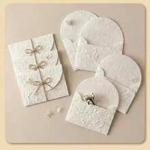 10 White Textured Envelopes, 3.9x2.83 Inches, Handcrafted Exquisite 3D Texture, Suitable For Wedding Invitations, Greeting Cards, Handmade Crafts, Holiday Greetings And Thank You Cards - A - View 12