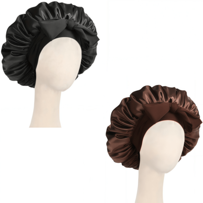 1pc/2pcs Luxury Satin Sleep Cap With Adjustable Bow Tie - Lightweight Hair Care Cap For Curly/Braided/Natural Hair, Essential For Nighttime Hair Care