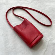 Women's Fashion Minimalist Personalized Litchi Phone Storage Bag Mini Soft Leather High-Quality Crossbody Shoulder Bag - Red - View 1