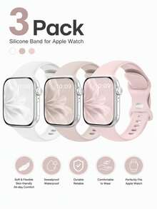 3件組中性時尚蘋果矽膠錶帶，適用於 38/40/41/42/44/45/49mm Ultra/SE/8/7/6/5/4/3/2/1 - 彩色 - 查看 11