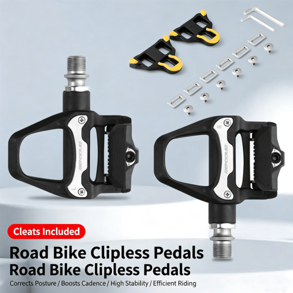 1 Pair Mountain Bike Road Bike Locking Pedals Self-Locking Aluminum Alloy Pedals With Bearings And Cleats Cycling Equipment
