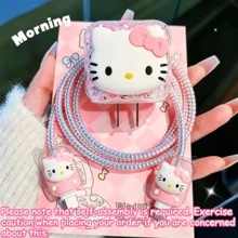 1 Hello Kitty Cartoon 3D Printed Data Cable Protective Cover - Charger Anti-Break And Anti-Tangle Protection Set, Charger And Cable Protective Cover, Christmas Gift Adapter Charging Cable Cartoon Protective Cover, Suitable For Everyone - Multicolor - View 5