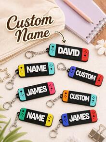 Customized Game Console Name Keychain, Personalized Letter Key Chain, Gamer Style Bag Charm, Customized Keychain, Customizable Name Gamer Gift - Multicolor - View 1