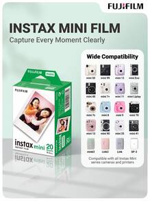 FujiFilm Instax Mini Instant Film With White Borders (20 Sheets) | Vivid Images, Stable Development, Compatible With Mini 13/Mini 12/11/SE/40//LiPlay And More Models | Preserve Your Life Memories - White - View 1