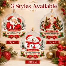 Customized Couple Christmas Ornament, Engravable Name & Date, Personalized Romantic Christmas Tree Decoration, Holiday Style, Customized Together Grow Old Keepsake, Customizable Christmas Ornament, Anniversary Gift, Christmas Gift, Christmas Decoration - Style C - View 3