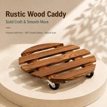 Solid Wood Mobile Flower Stand, Flower Pot Base Tray Rack, Outdoor Mobile Flower Rack, Rotating Casters, Suitable For Indoor, Patio Flower Pots, Potted Plants And Garden Decor - Multicolor - View 1